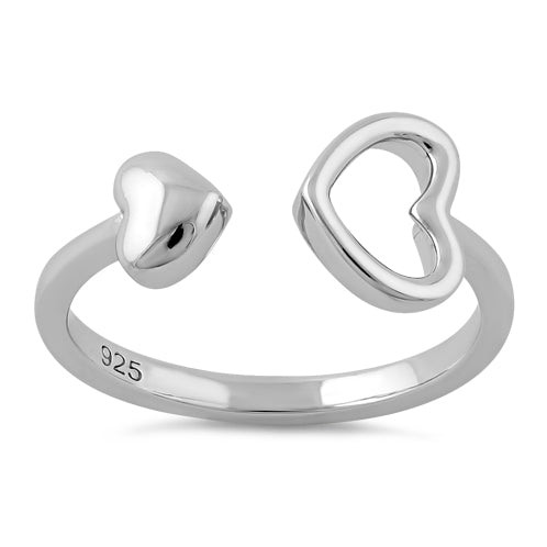Sterling Silver End to End Heart Ring