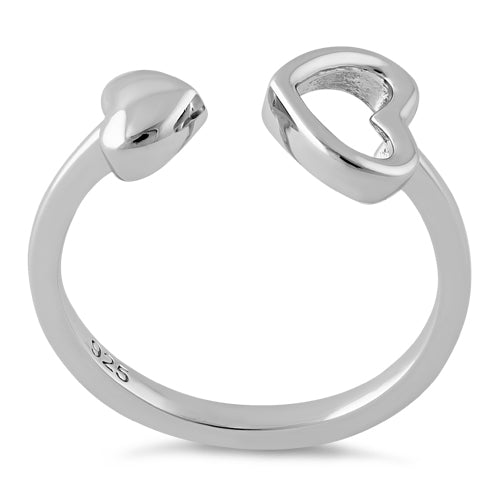 Sterling Silver End to End Heart Ring