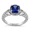 Sterling Silver Swirl Design Tanzanite and Clear CZ Ring