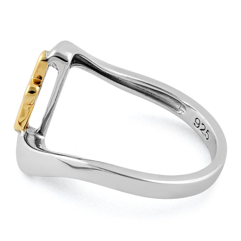 Sterling Silver Yellow Gold Two Tone Cross Ring