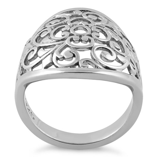 Sterling Silver Filigree Flower Caged Ring