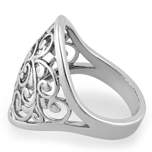 Sterling Silver Filigree Flower Caged Ring