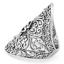 Sterling Silver Hearts Vines Shield Ring