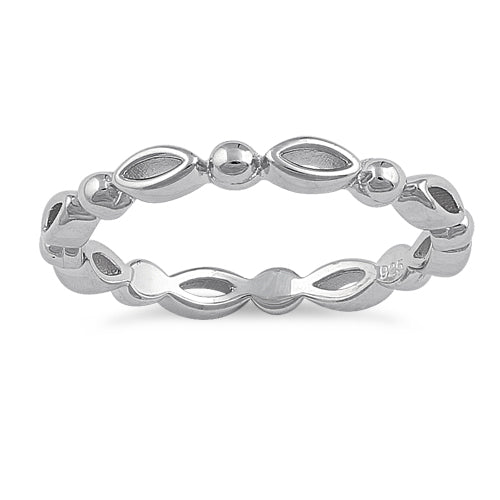 Sterling Silver Oval & Bead Band