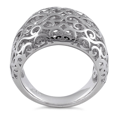 Sterling Silver Resilient Curvey Hearts Ring