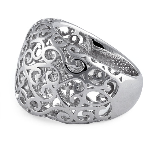 Sterling Silver Resilient Curvey Hearts Ring