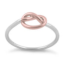 Sterling Silver Two Tone Rose Gold Plated Knot Ring
