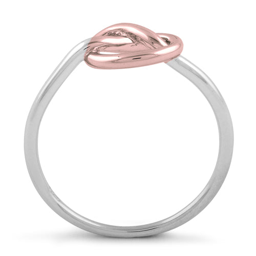 Sterling Silver Two Tone Rose Gold Plated Knot Ring