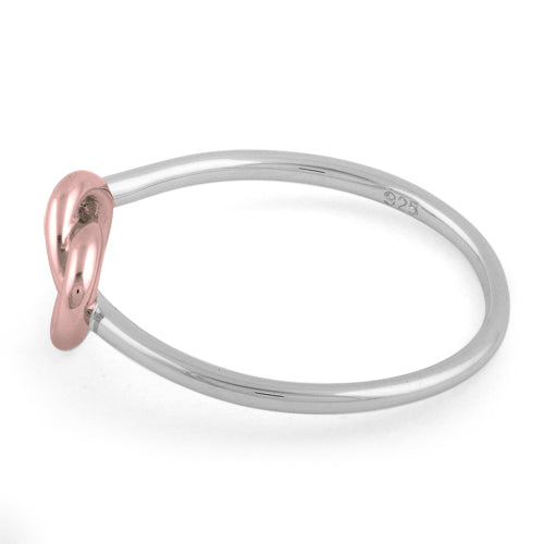 Sterling Silver Two Tone Rose Gold Plated Knot Ring