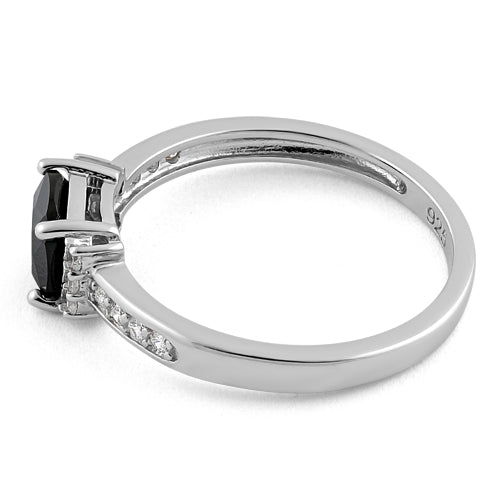 Sterling Silver Cushion Black CZ Ring