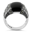 Sterling Silver Black Onyx Marcasite Ring