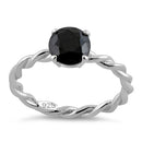 Sterling Silver Black Twisted Band CZ Ring