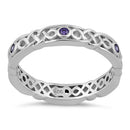 Sterling Silver Braided Eternity Amethyst CZ Ring