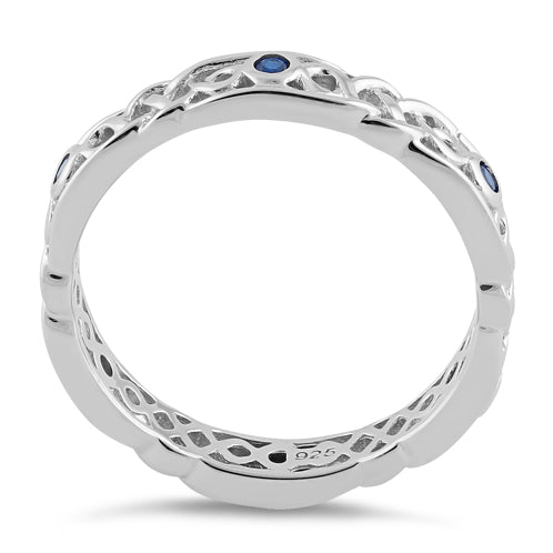 Sterling Silver Braided Eternity Blue Spinel CZ Ring