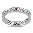 Sterling Silver Braided Eternity Garnet CZ Ring