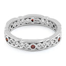 Sterling Silver Braided Eternity Garnet CZ Ring