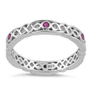 Sterling Silver Braided Eternity Ruby CZ Ring