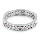 Sterling Silver Braided Eternity Ruby CZ Ring
