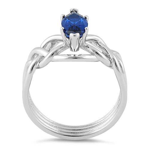 Sterling Silver Celtic Blue Spinel Marquise CZ Ring