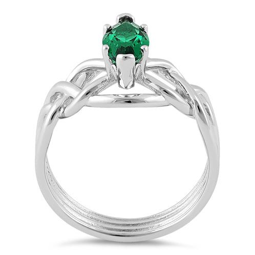 Sterling Silver Celtic Emerald Marquise CZ Ring