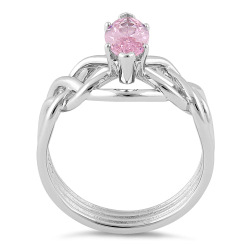 Sterling Silver Celtic Pink Marquise CZ Ring