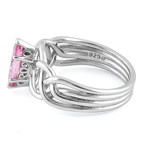 Sterling Silver Celtic Pink Marquise CZ Ring