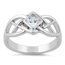 Sterling Silver Clear CZ Celtic Ring