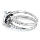 Sterling Silver Clear Marquise Amethyst CZ Black Plating Ring