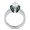 Sterling Silver Clear Marquise Emerald CZ Black Plating Ring