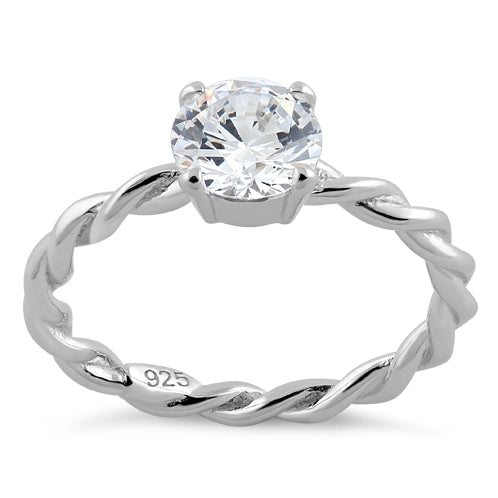 Sterling Silver Clear Twisted Band CZ Ring