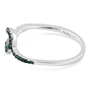 Sterling Silver Curvy Heart Emerald CZ Ring