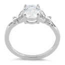 Sterling Silver Double Butterfly Clear Center Stone CZ Ring
