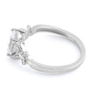Sterling Silver Double Butterfly Clear Center Stone CZ Ring