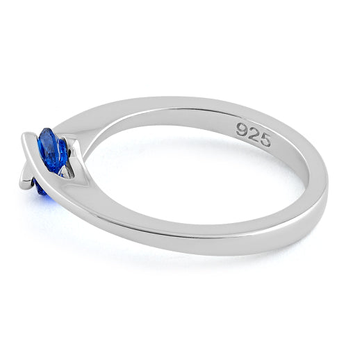 Sterling Silver Double Round Blue Spinel CZ Ring