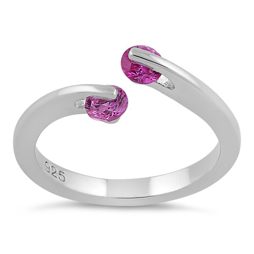 Sterling Silver Double Round Ruby CZ Ring