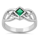 Sterling Silver Emerald CZ Celtic Ring