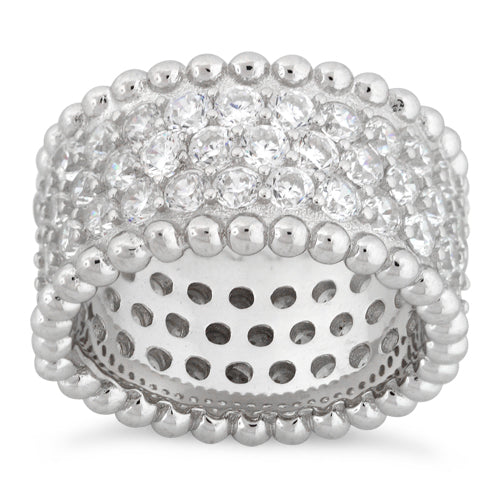 Sterling Silver Eternity Beads Pave CZ Ring