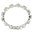 Sterling Silver Eternity Thin Apple Green CZ Ring