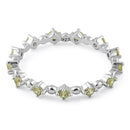 Sterling Silver Eternity Thin Apple Green CZ Ring