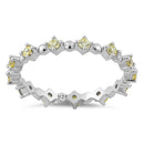 Sterling Silver Eternity Thin Golden Yellow CZ Ring