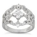 Sterling Silver Flower Pave CZ Ring