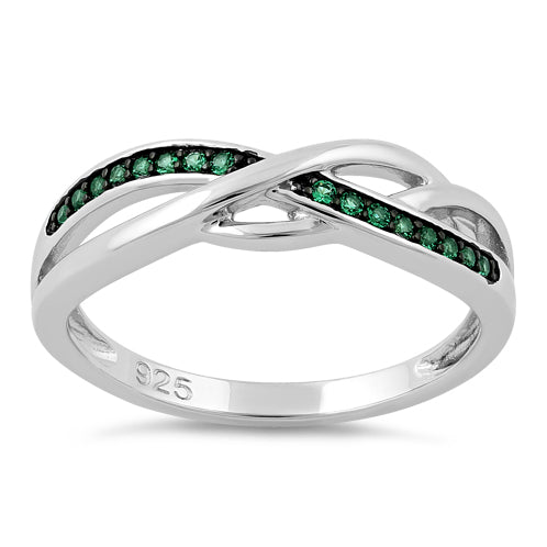 Sterling Silver Free Form Emerald CZ Ring