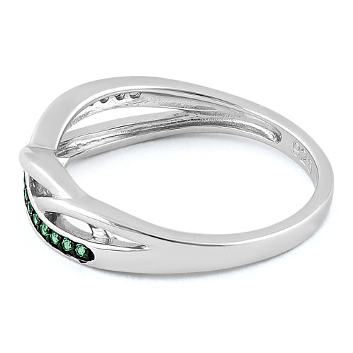 Sterling Silver Free Form Emerald CZ Ring