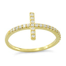 Sterling Silver Gold Plated Cross Clear CZ Ring