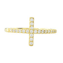Sterling Silver Gold Plated Cross Clear CZ Ring