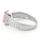 Sterling Silver Pink Princess Cut CZ Ring