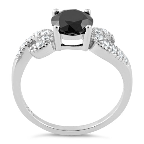 Sterling Silver Round Black CZ Ring