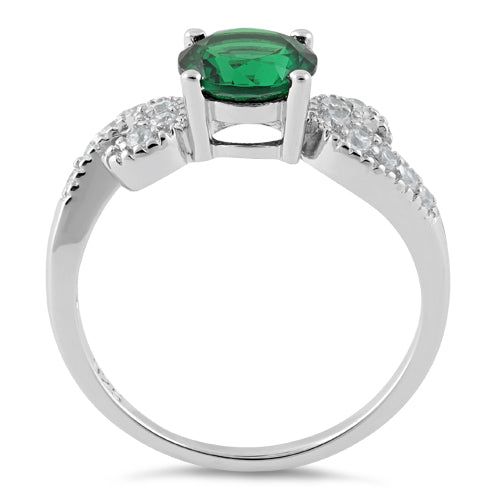 Sterling Silver Round Emerald CZ Ring