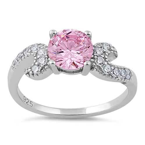 Sterling Silver Round Pink CZ Ring