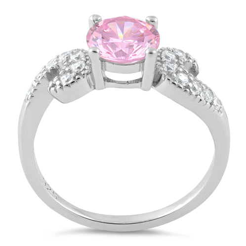 Sterling Silver Round Pink CZ Ring